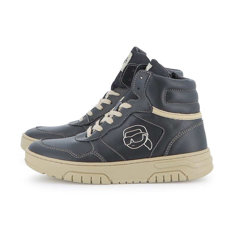 Кожени боти с лого KARL LAGERFELD KIDS