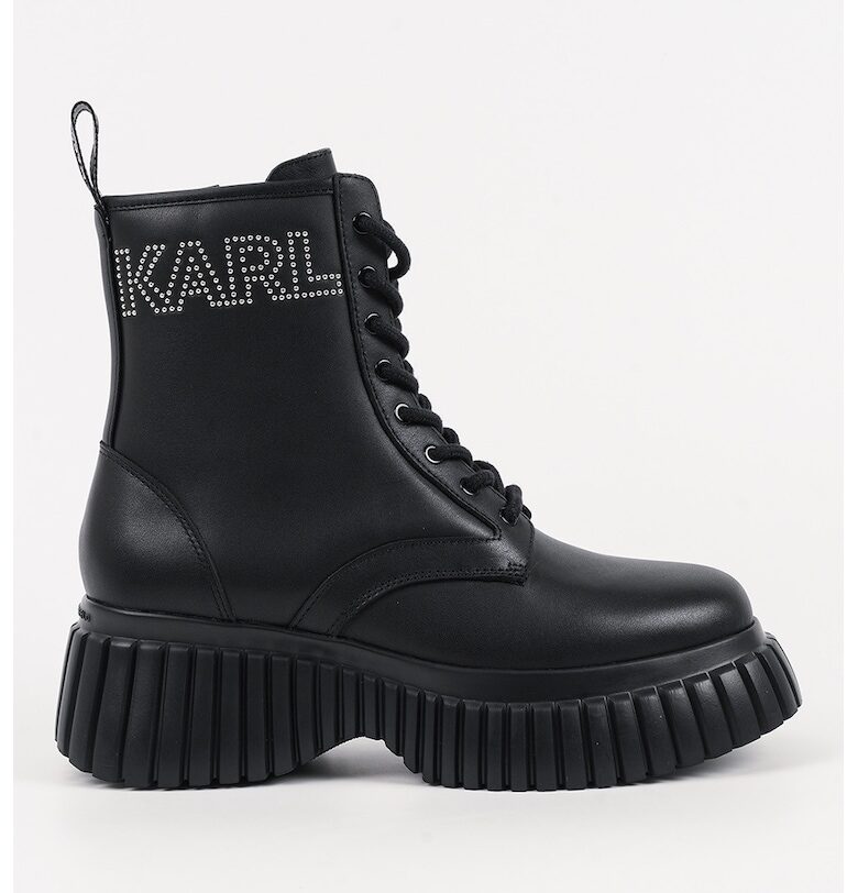 Кожени боти с релефно лого Karl Lagerfeld