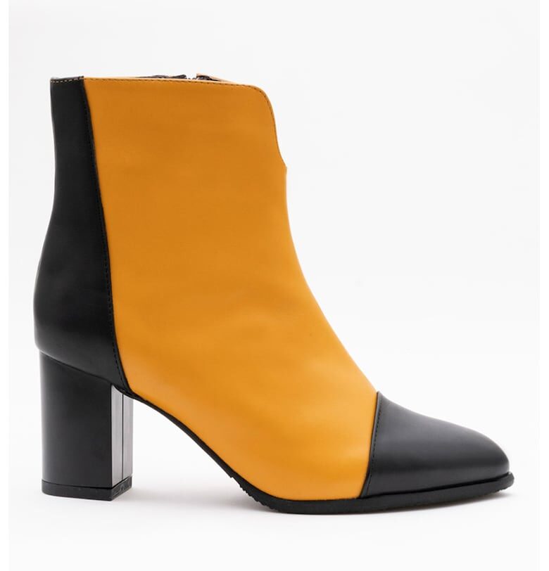 Кожени ботинки в цветен блок VAGAM