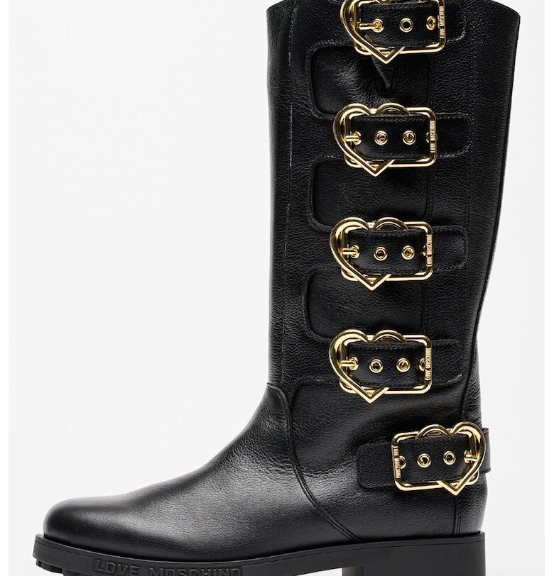 Кожени ботуши до прасеца с токи Love Moschino