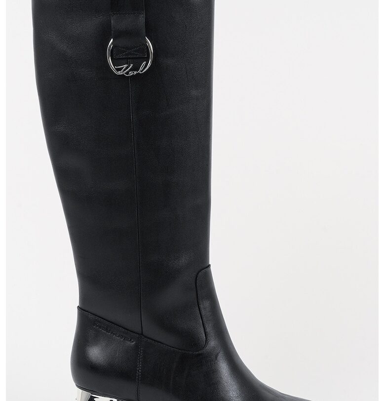 Кожени високи ботуши с лесно обуване Karl Lagerfeld