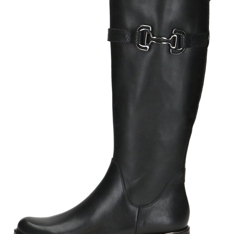 Кожени високи ботуши с метален детайл Caprice