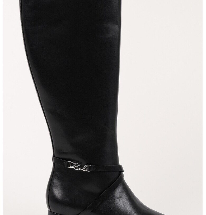Кожени високи ботуши с цип Karl Lagerfeld