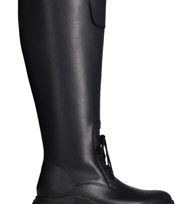 Кожени дълги ботуши с цип Liu Jo