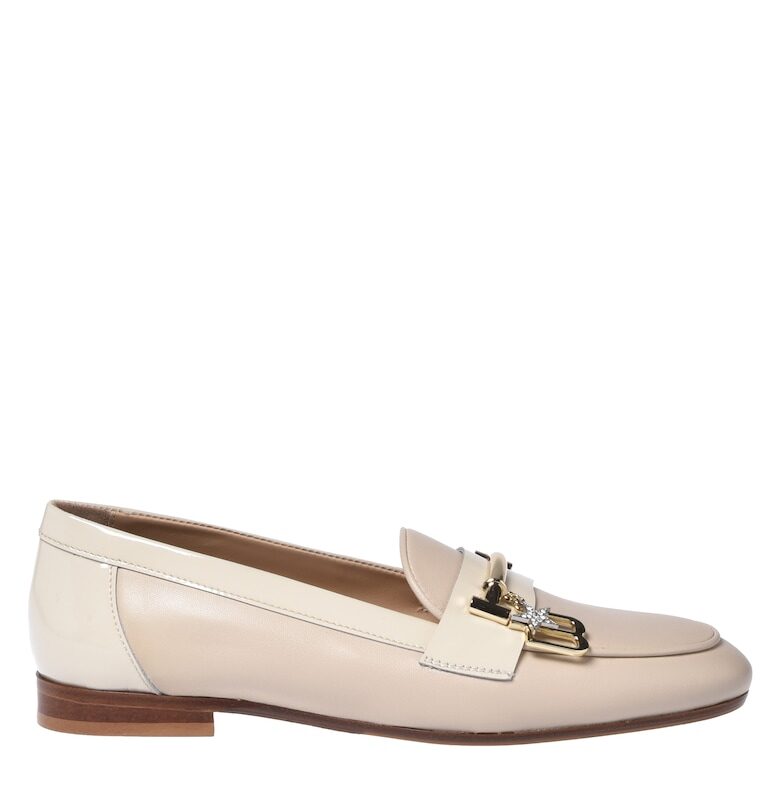 Кожени мокасини с метален монограм Baldinini