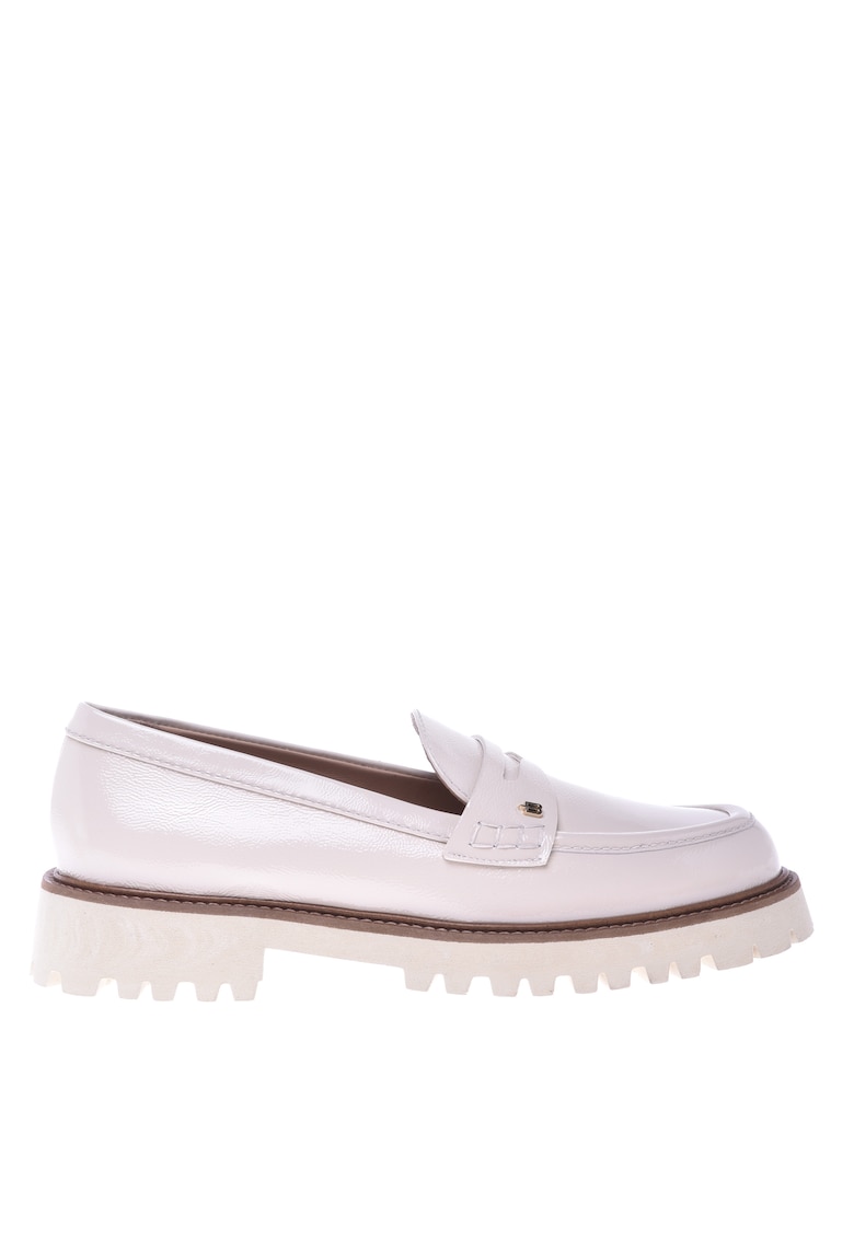 Кожени мокасини с метален монограм Baldinini