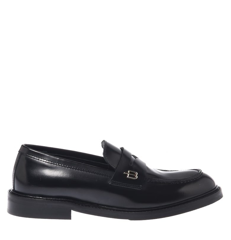 Кожени мокасини с метално лого Baldinini
