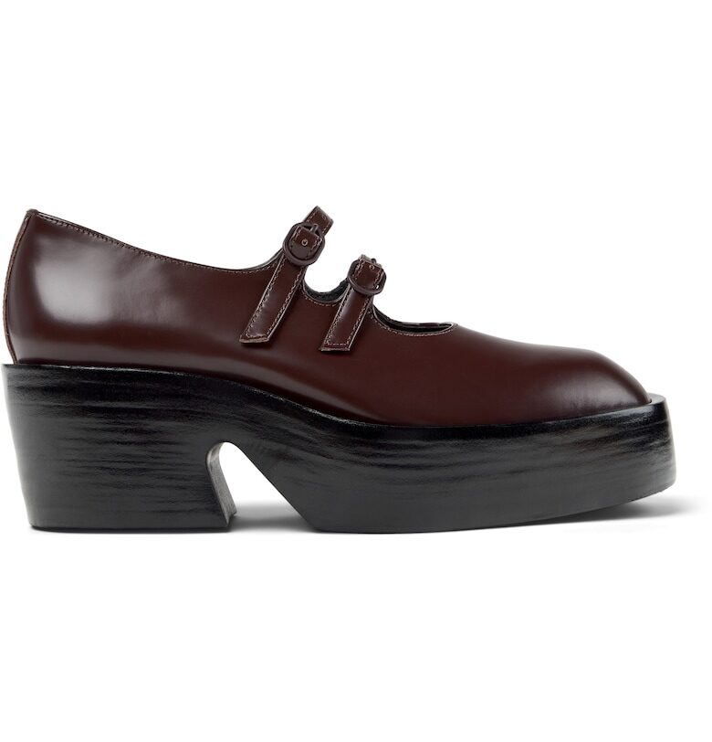 Кожени обувки Billie Mary Jane с масивен ток Camper