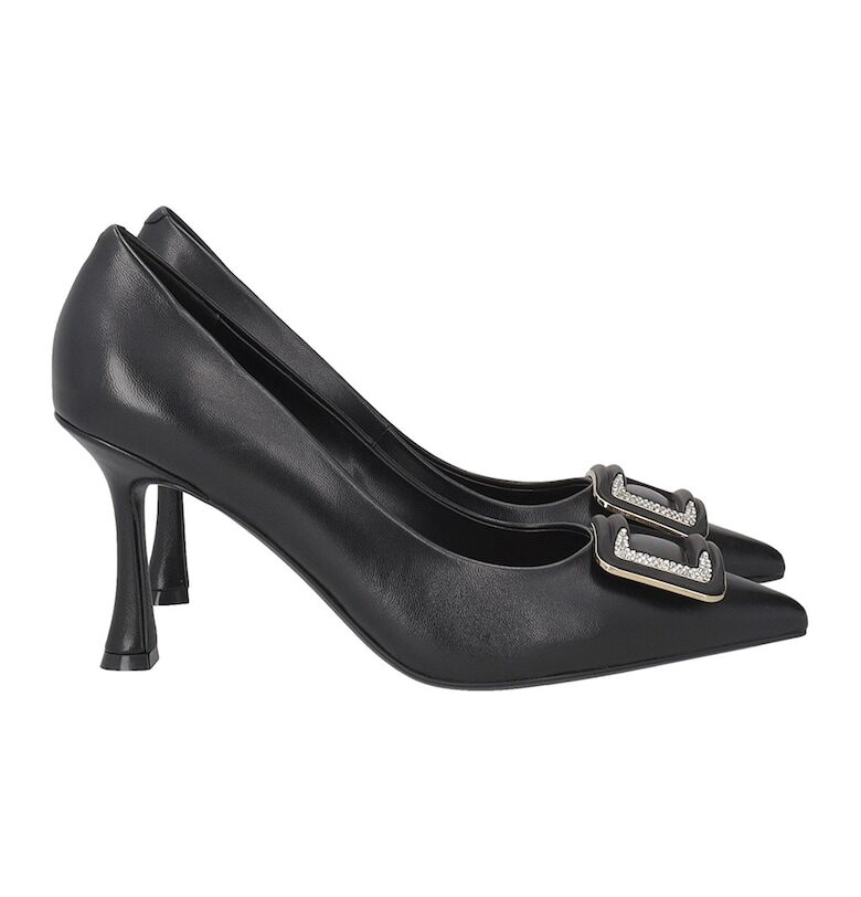 Кожени обувки с ток и овален връх Tosca Blu