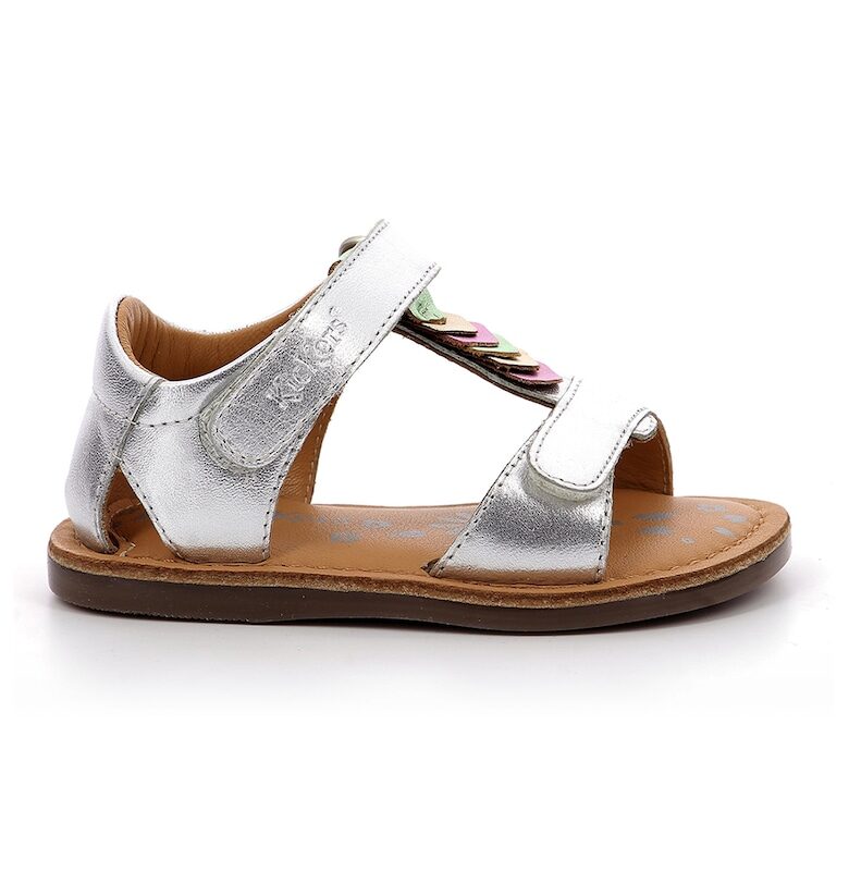 Кожени сандали с метализиран ефект Kickers kids