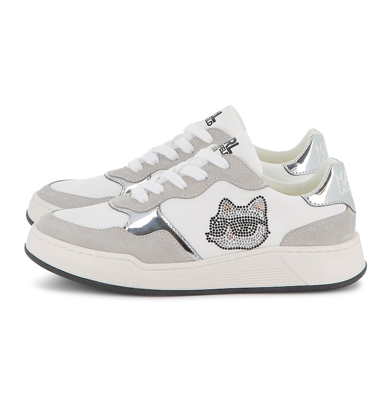 Кожени спортни обувки с велур KARL LAGERFELD KIDS