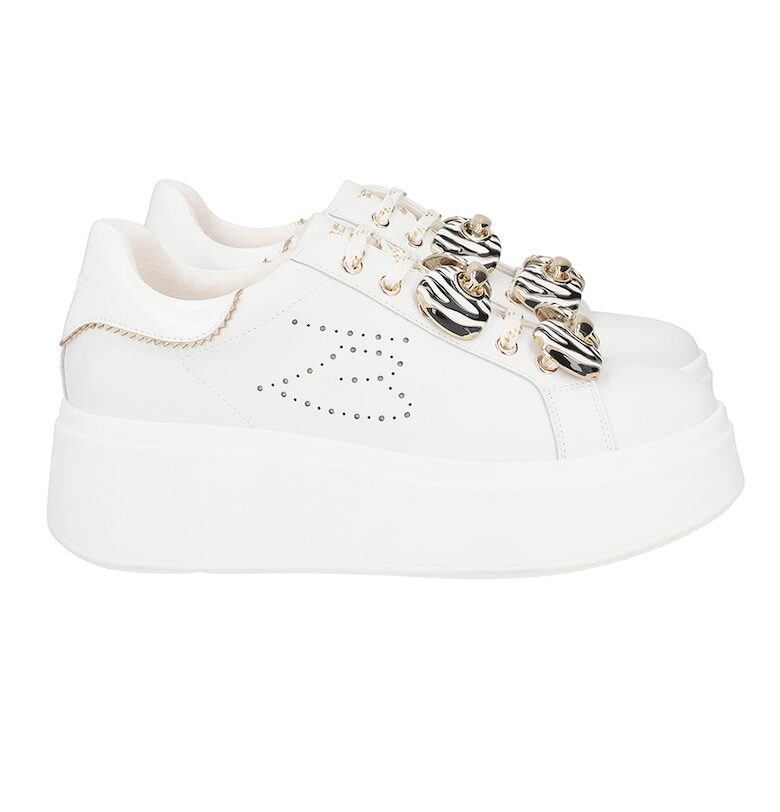 Кожени спортни обувки с равна платформа и брокат Tosca Blu