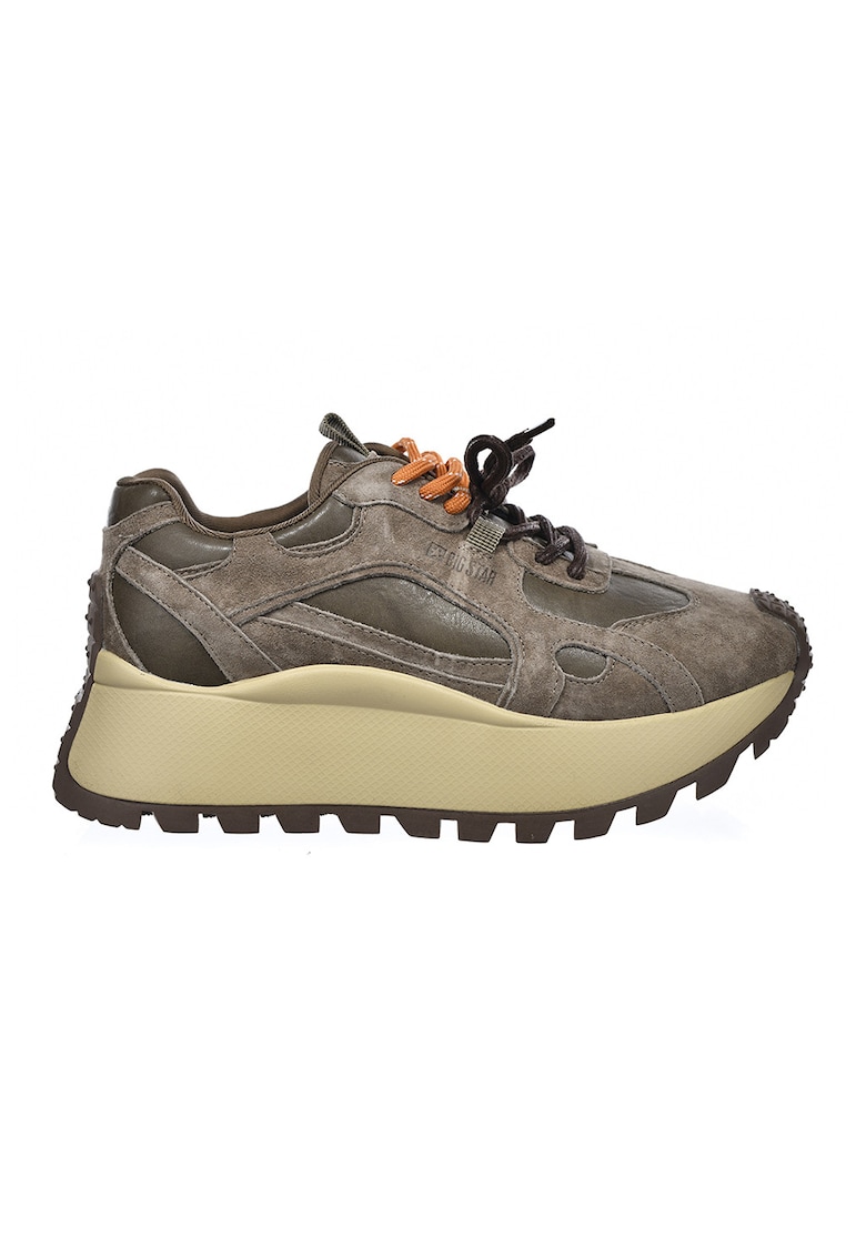 Кожени спортни обувки с равна платформа и велур Big Star