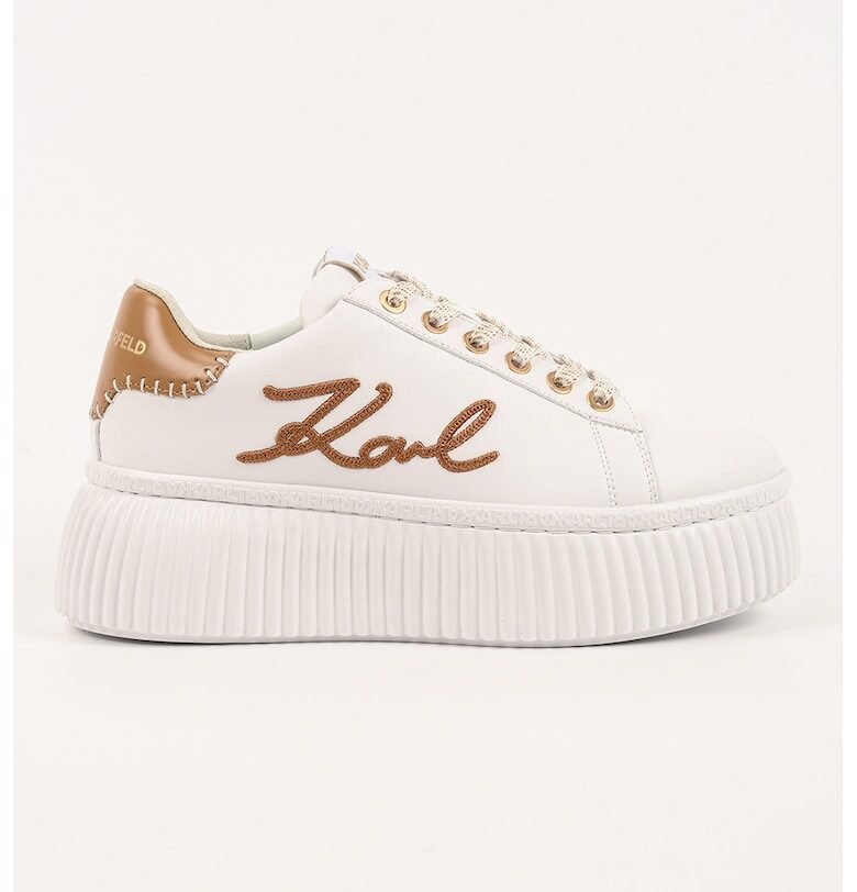 Кожени спортни обувки с равна платформа и лого Karl Lagerfeld