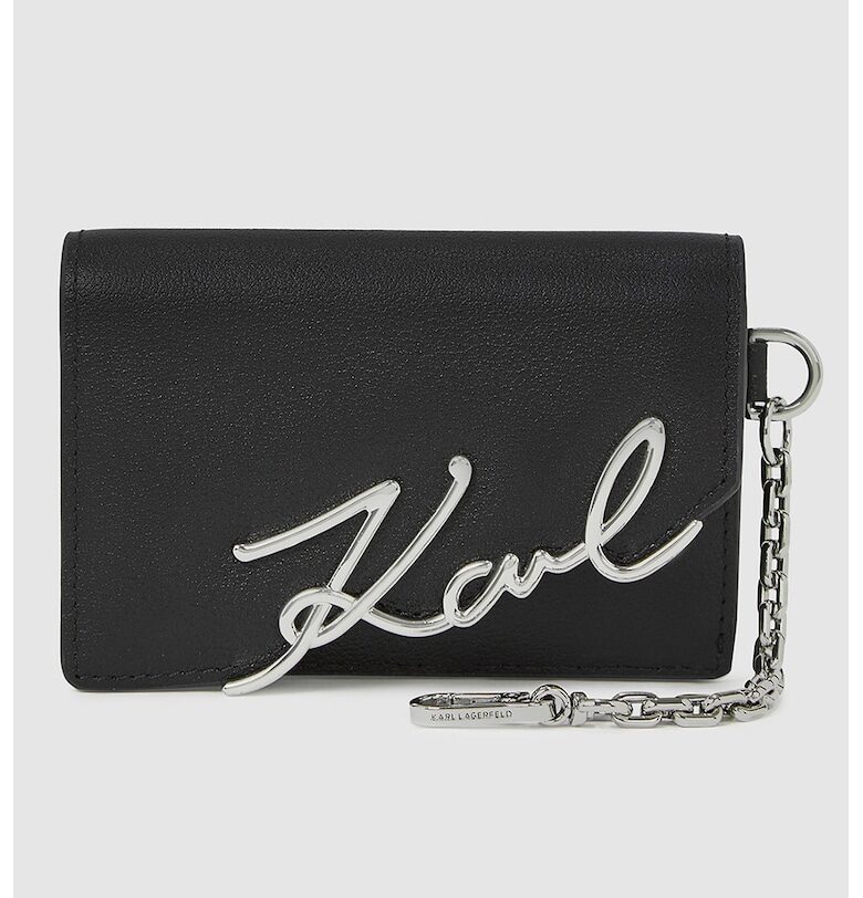 Кожено портмоне с метално лого Karl Lagerfeld
