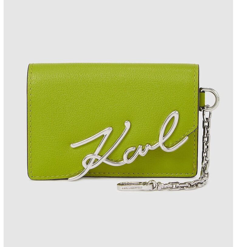 Кожено портмоне с метално лого Karl Lagerfeld