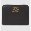 Кожено портмоне с цип и лого Karl Lagerfeld