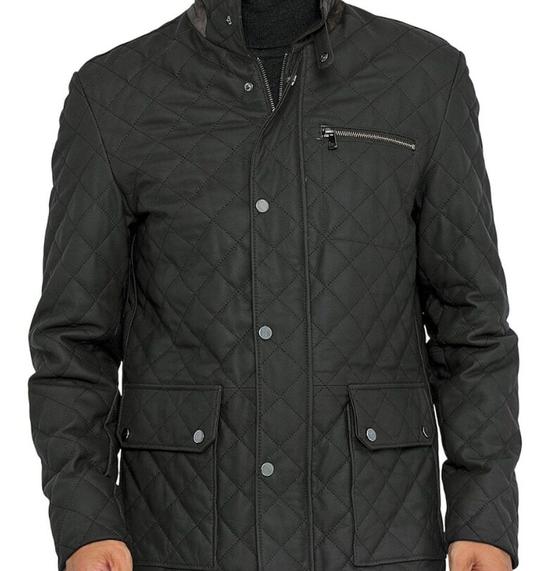 Кожено яке -  ватирано - кафяво - мъжко - Giorgio di Mare