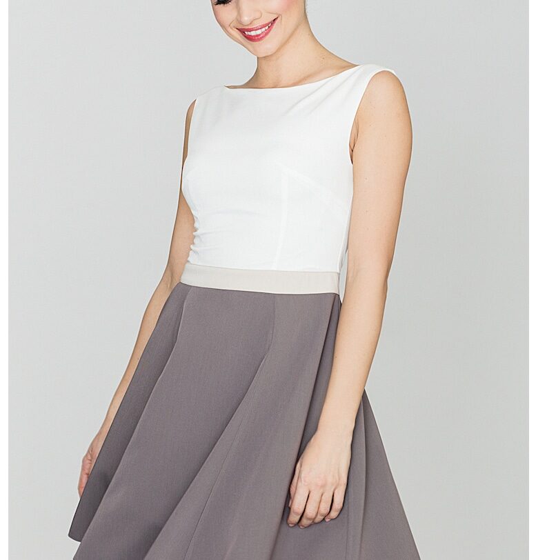 Коктейлна рокля  K083 - разкроена - без презрамки - изрезка на талията - полиестер-вискоза Lenitif