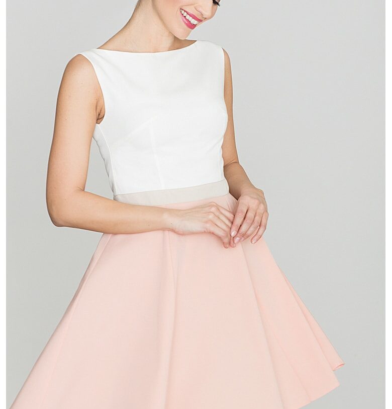 Коктейлна рокля  K083 - разкроена - с изрязана талия - без презрамки - ретро - полиестер-вискоза Lenitif