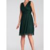 Коктейлна рокля  елегантна - мрежеста - зелена - SM Figl
