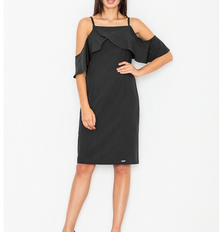 Коктейлна рокля  черна - полиестер Figl