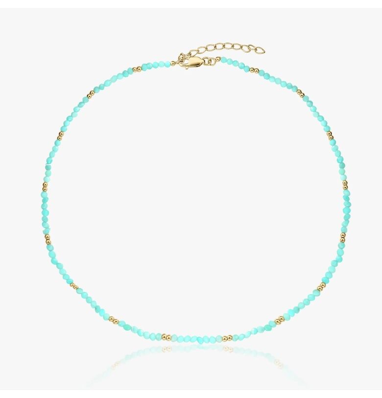 Колие от сребро Golden SummerScape - Амазонит INDIRA