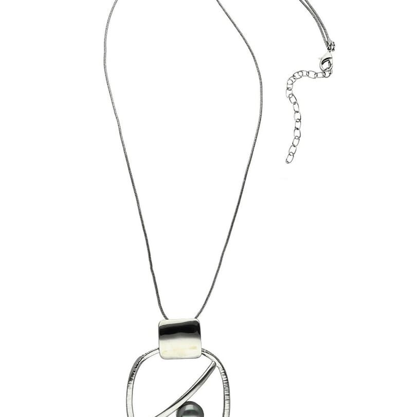 Колие с перли FN99609 - хипоалергенен метал - дължина 70 см - сребрист Figl