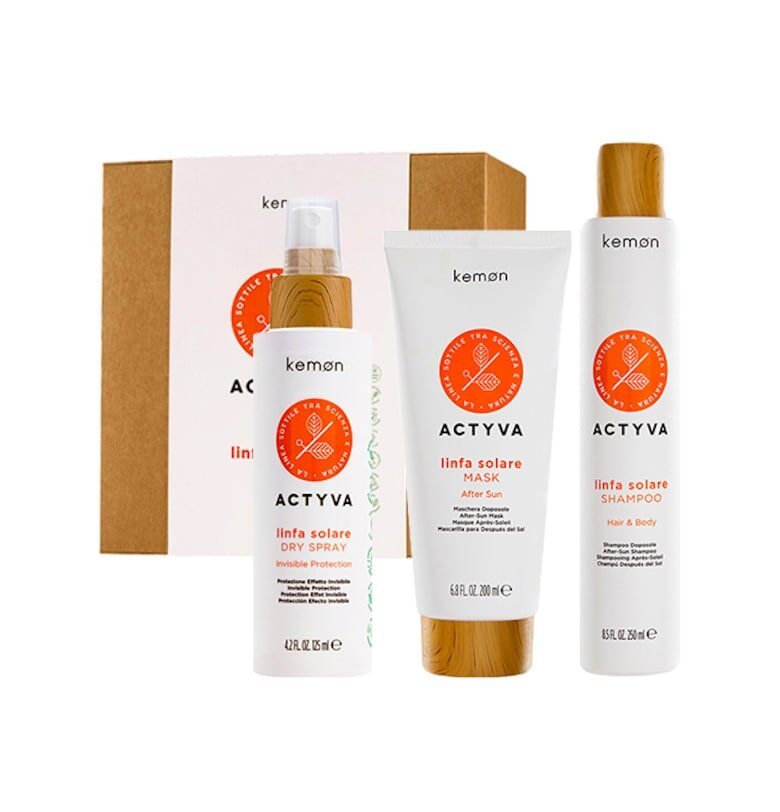 Комплект  Actyvia Linfa Solare - Шампоан 250 мл - Маска 200 мл - Спрей 125 мл Kemon