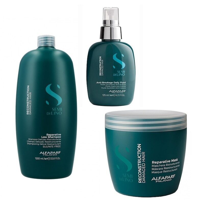 Комплект Alfaparf Semi Di Lino - Възстановяващ - Шампоан - 1000 мл - Маска - 500 мл - Флуид - 125 мл Alfaparf Milano