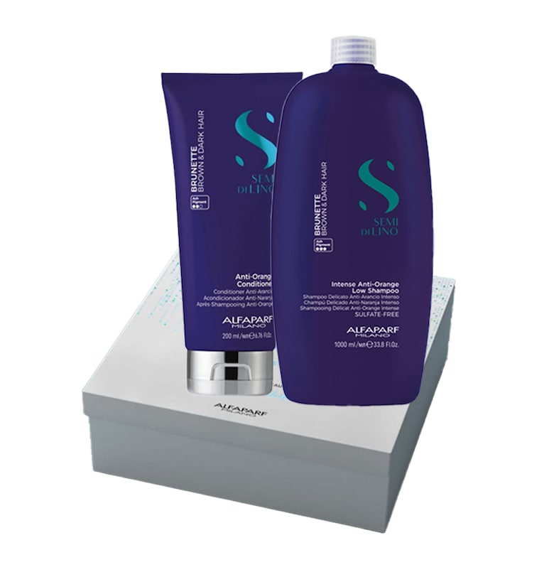 Комплект  Semi Di Lino Brunette за неутрализиране на оранжевите тонове - Балсамов шампоан 200 мл Alfaparf Milano