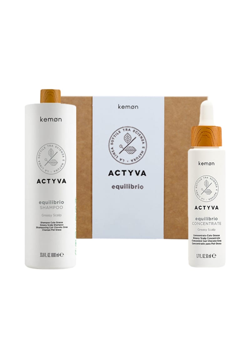 Комплект за балансиране на скалпа Actyva Equilibrio - Шампоан 1000 ml - Treatment 50 ml Kemon