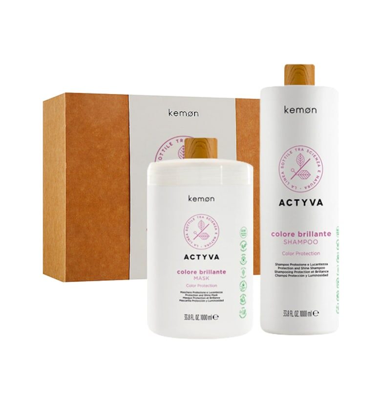 Комплект за боядисана коса  Actyva Colore Brillante: Шампоан 1000 мл - Маска 1000 мл Kemon