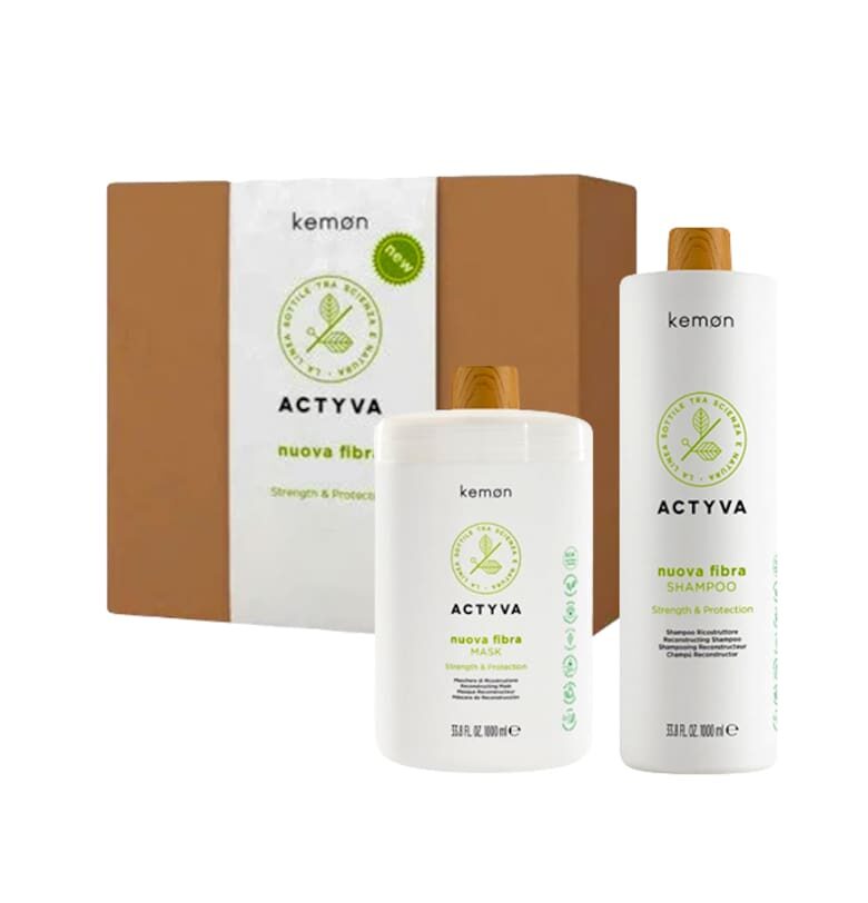 Комплект за боядисана коса  Actyva Nuova Fibra: Шампоан 1000 мл - Маска 1000 мл Kemon