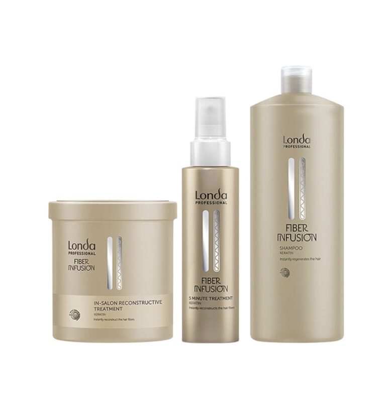 Комплект за коса  Fiber Infusion - шампоан 1000 мл - реконструктивна терапия 750 мл - 5-минутна терапия 100 мл - за нормална коса Londa Professional