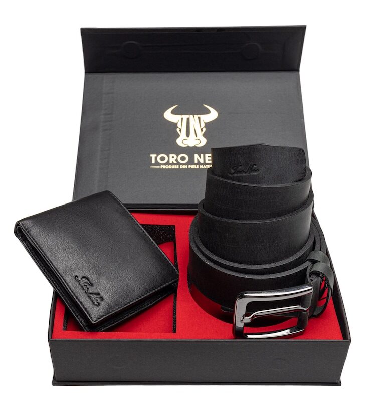 Комплект портфейл и колан - мъжки - от естествена кожа Max-Rubber - xxl Toro Nero