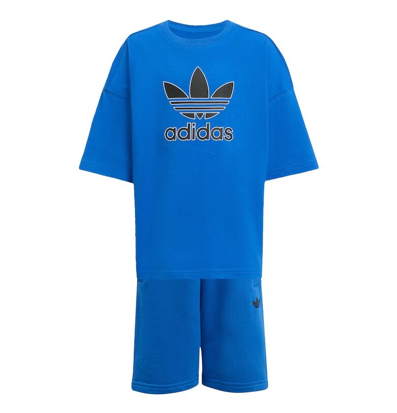 Комплект тениска и къси панталони с връзка на талията и лого на гърдите adidas