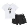 Комплект тениска и шорти Karl Lagerfeld за момче - Z30502 N50 - Органичен памук - Бял/Черен KARL LAGERFELD KIDS