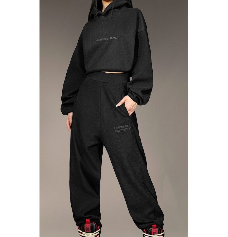 Кроп суичър Произведено от Society" - H26118 - Черен" Made By Society