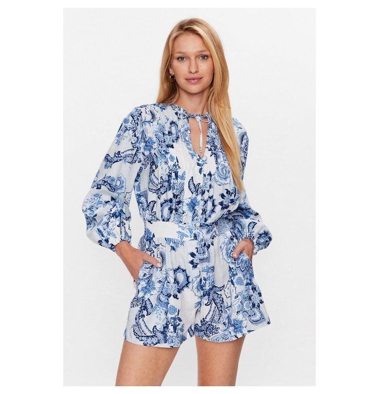 Къс гащеризон  Zaren с флорален принт W3GD88 - Син GUESS