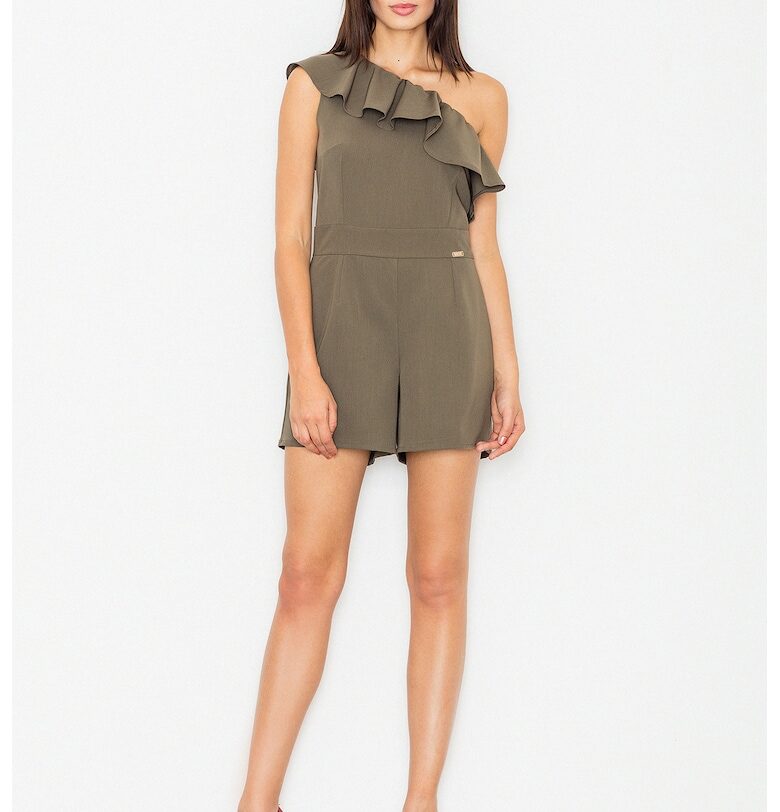 Къс гащеризон -  асиметричен - маслиненозелен - полиестер Figl