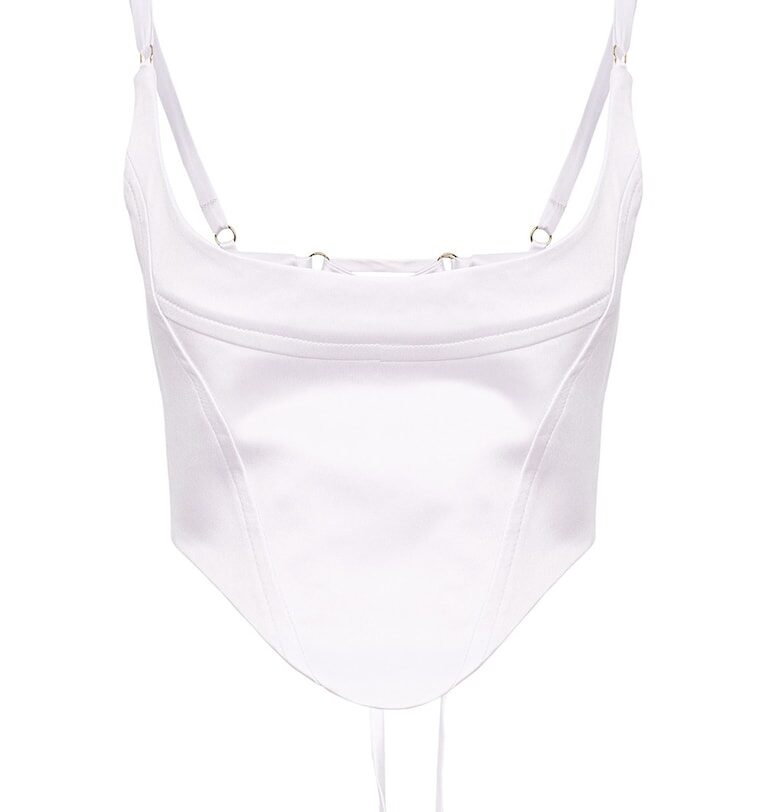 Къс корсет с връзки - Бял UVIA