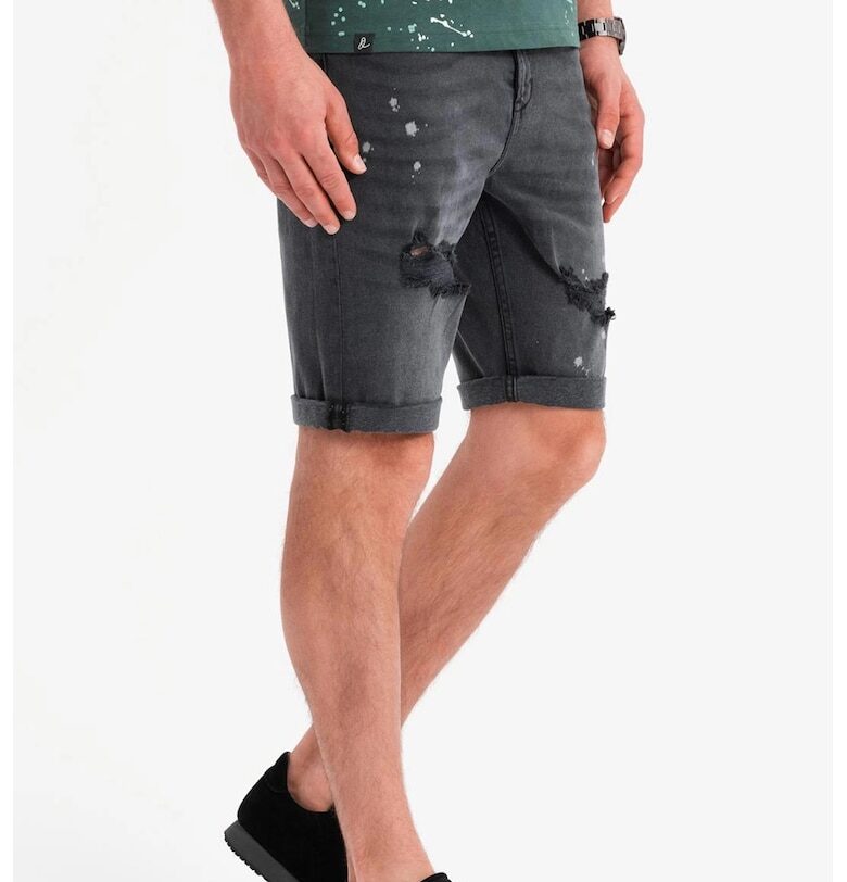 Къс панталон от деним със средновисока талия - Tъмносив OMBRE