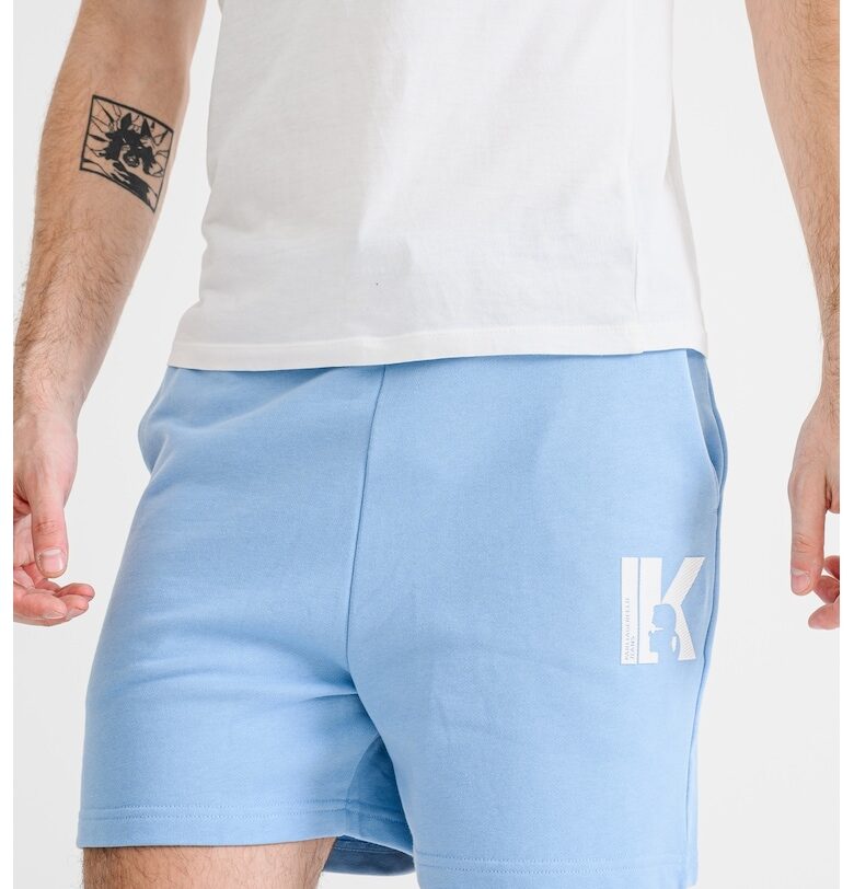 Къс панталон с джобове встрани - Бял/Небесносин KARL LAGERFELD JEANS