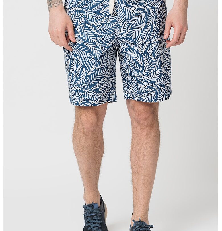 Къс панталон с принт и връзка - Бял/Син United Colors of Benetton