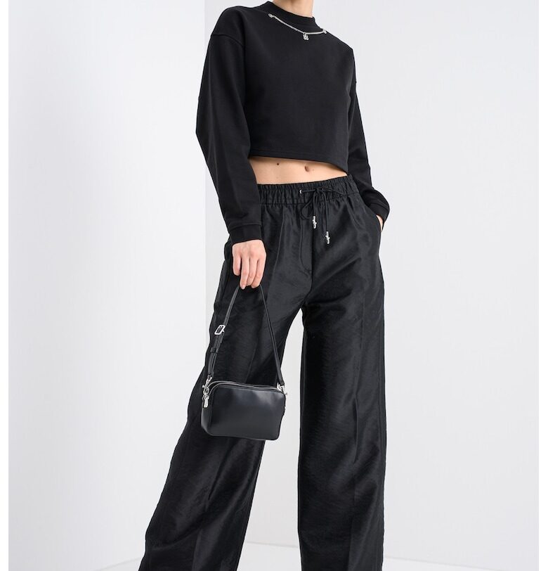 Къс суитшърт с верижка - Черен HUGO