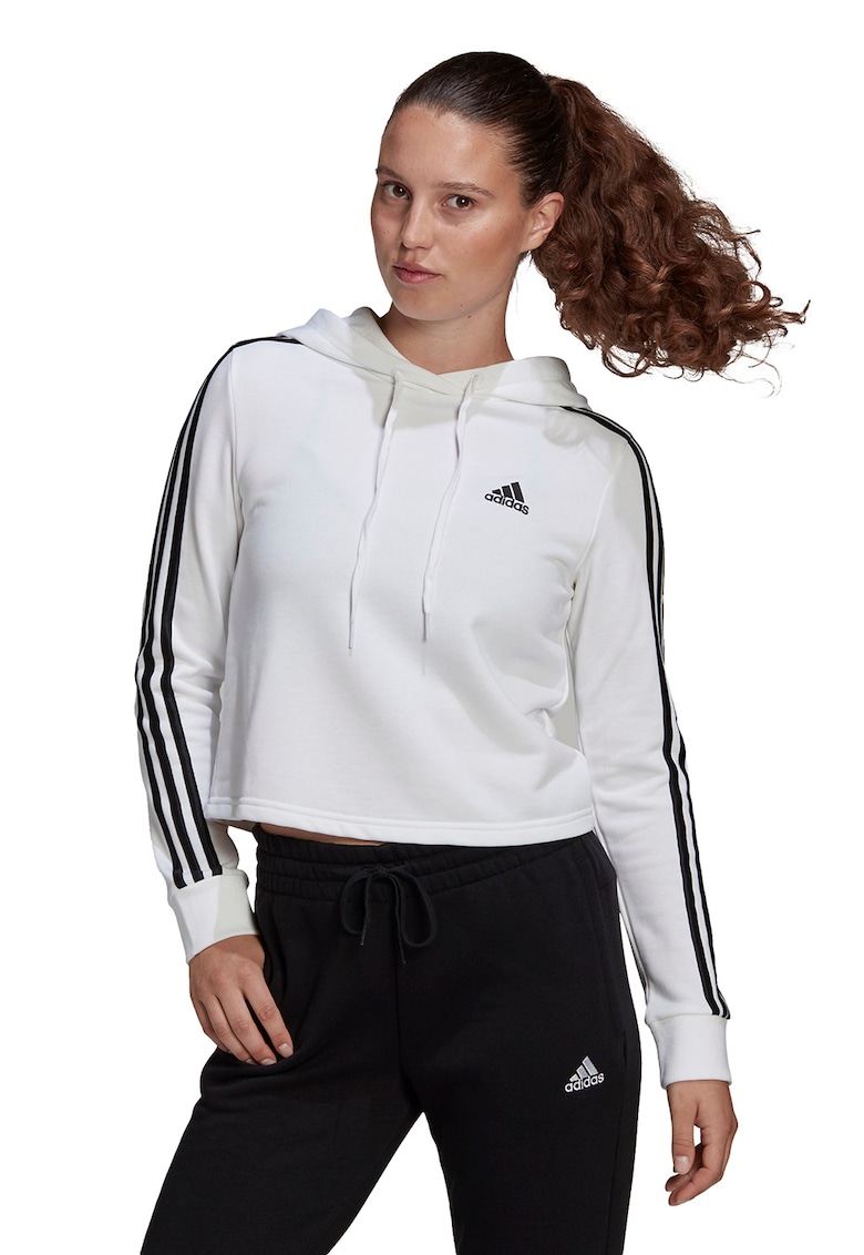Къс суитшърт с характерни ивици - Бял/Черен adidas Sportswear