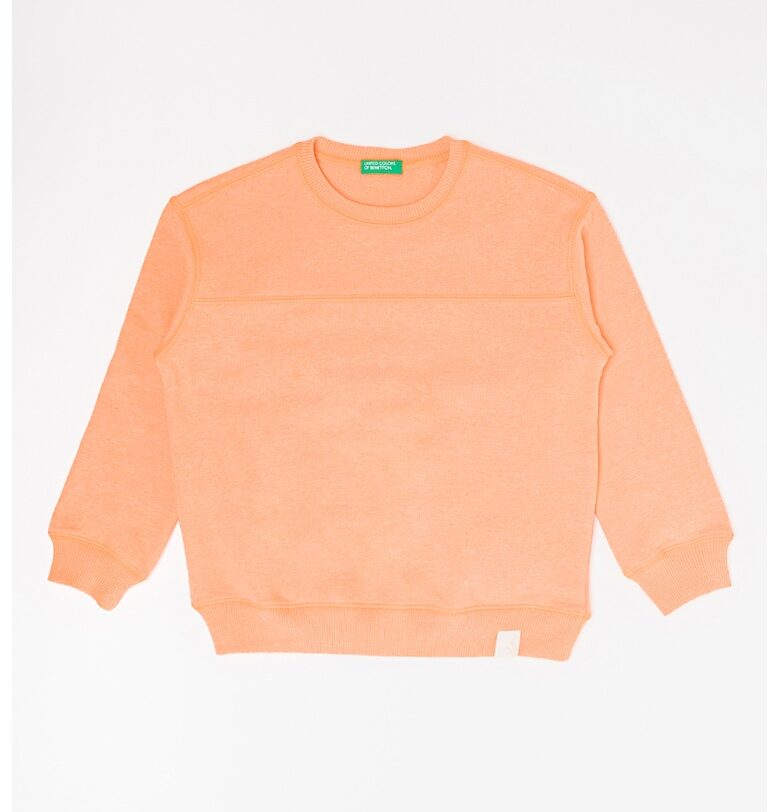 Къс суитшърт с шевове - Оранжев United Colors of Benetton