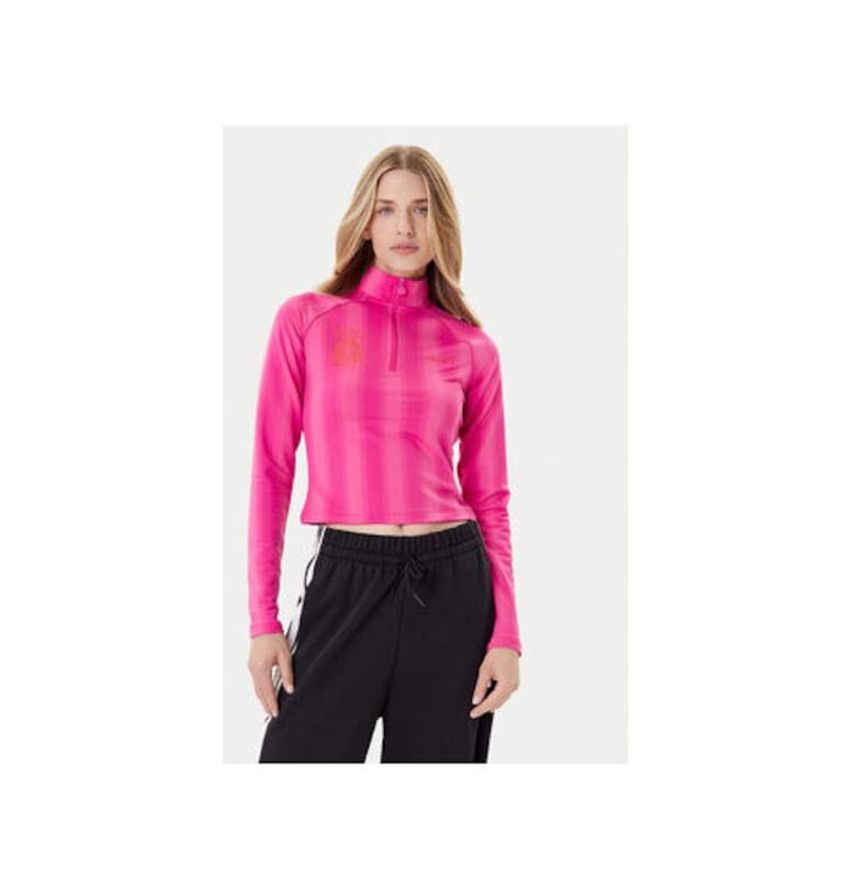 Къса блуза от полиестер с къс цип и дълги ръкави adidas