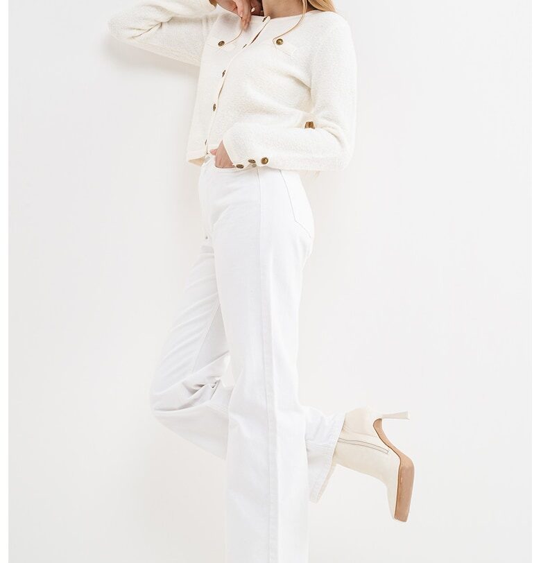 Къса жилетка с копчета - Крем GUESS